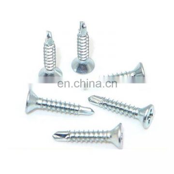 White zinc phillips flat head drill tail screw