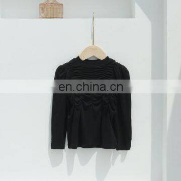 Girls' Bottoming Shirt Autumn 2020 Korean Wave Wrinkle Bubble Sleeve Solid Color Knitted Bottoming Shirt Top photo-4