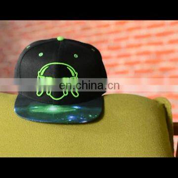 Shinny Hip Hop logo black snapback cap Wholesale sticker snapback caps