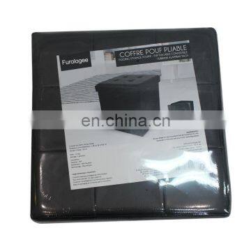 Furologee High Quality PVC Faux Leather Foot Rest Stool Seat Black Square Foldable Home Storage Ottoman photo-5