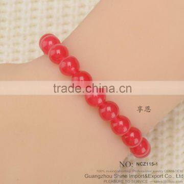 Red Malaysian Jade Rosary Chaplet Bead Bracelet Stretch Bracelet photo-2