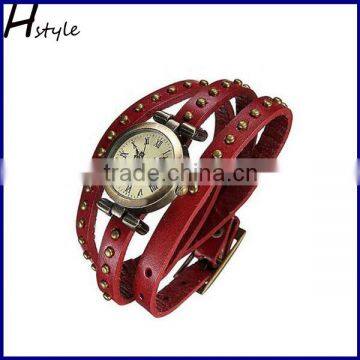 2015 Vogue Hot Sale Weave Wrap Around Leather Retro Bracelet Watch WP003