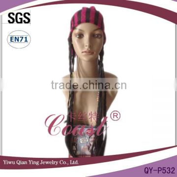 Stripe color headband with attached hair beads braided wig