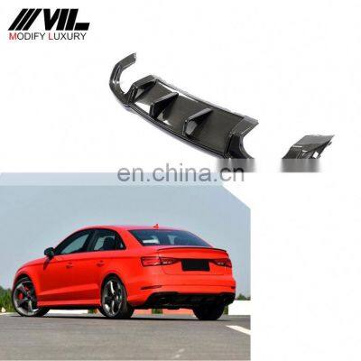 A3 RS3 Carbon Fiber Rear Lip Diffuser Bumper for Audi RS3 Sedan 4-Door 2017-2019