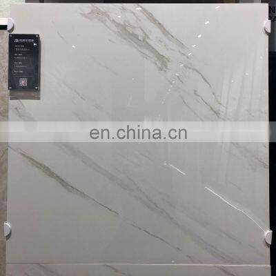 foshan 8mm thick 600x600 white carrara porcelain glossy glazed porcelain floor and wall tiles JM63014D