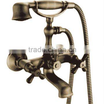 Antique Royal Style Wall Mounted Triple Handles Bathroom Telephone Shower Sets