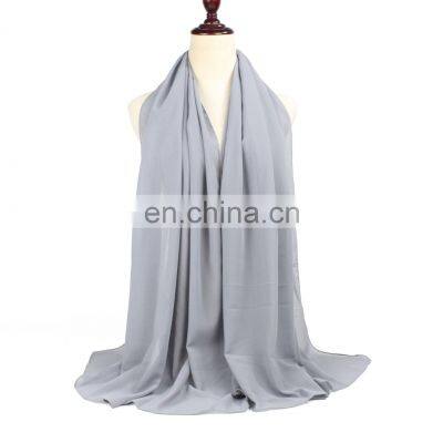 175*75cm Pearl Chiffon Scarf Pure Color Long Scarf Hijab Pure Color Shawl Malay Turban photo-4