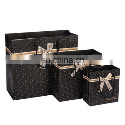 Manufacturer luxury black gift paper bag with custom printed logo jewelry packaging paper shopping paper bag