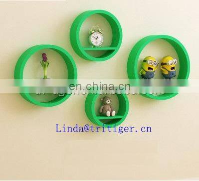 Colorful Red Blue Cute Round Wall Ledge Shelves Wooden Household Decor photo-3