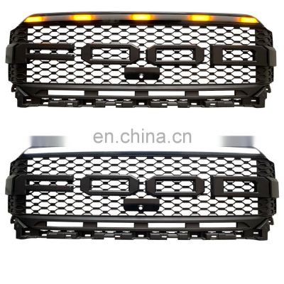 Spedking 4x4 Accessories 2021 Pickup Truck Parts accessories Matte Front Car Grill with flow LED light letter For Ford F150