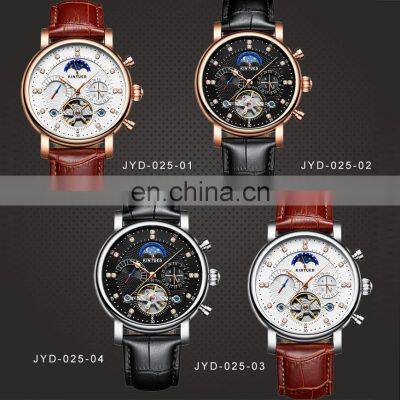 KINYUED J025 Men's Mechanical Watch Leather Belt Automatic Calendar Auto Date Luxury Men Watches photo-4