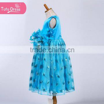 New Princess Blue Dress Up Girls Cosplay Birthday Party Dress photo-2