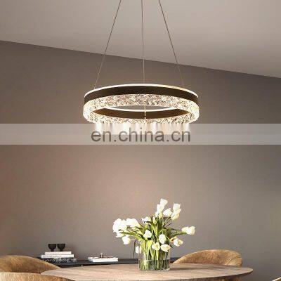 Circle Ring Acrylic Chandelier White Simple Modern Round LED Pendant Light For Indoor Bedroom Living Room