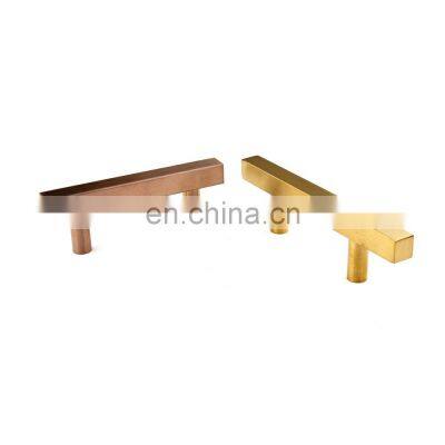 Stainless Steel Gold Cabinet Pulls Kitchen Hardware Drawer Pulls Knobs Square T Bar Brushed Brass Cupboard Door Handles photo-2