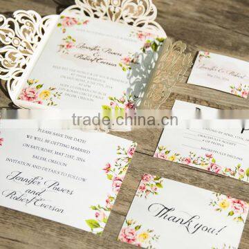 2016 Hot Sale Laser Cut Europe Customize Wedding Invitation Card