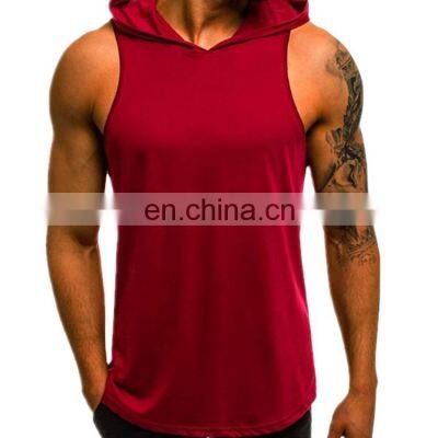 Wholesale High Quality Men Sleeveless Hoodie Custom Men's Blank Hoodie Men Casual Gym Fitted Hooded Tank Top photo-2