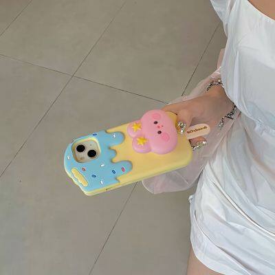 Cute Cartoon Bunny Expansion Stand Ice Cream Popsicle Shockproof Case Phone 11 12 13 14 15 Pro Max photo-2