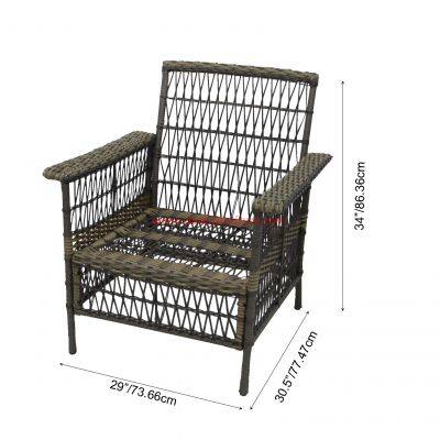 Living Accents 3pc Brown Steel Tudor Wicker Chat Set photo-5