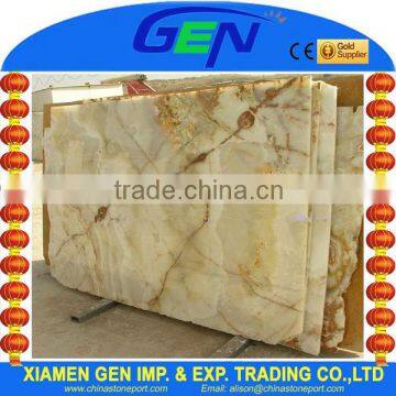 Yellow Stripe White Onyx Countertop Slab