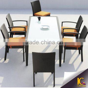 Aluminum Synthetic Rattan Outdoor Restaurant Dining Set With Waterproof Cushion