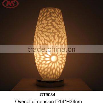 Glass base Ceramic carve patterns finish table lamp for home decorate