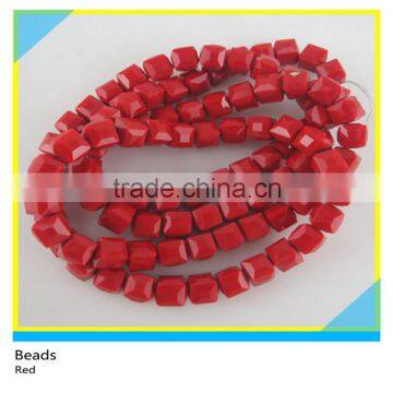 7*7 mm Square Strands Faceted Crystal Beads Red Loose Glass Strands Stone Beads