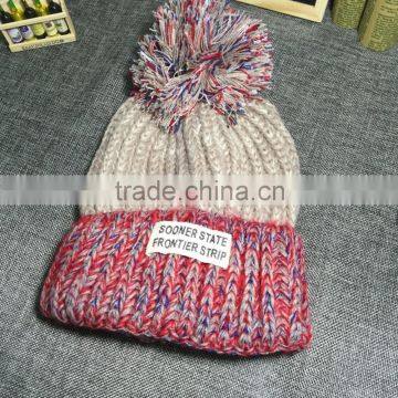 Autumn Winter Warm Keeping Colorful Knitting Pom Pom Hats and Caps Manufacturer
