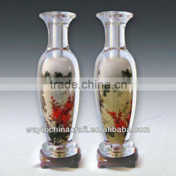 Craft Glass Vase with inside painted pattern