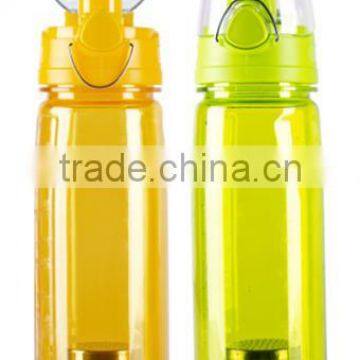 Creative outdoor flip cap plastic Portable travel cup filter tea sports leak-proof drinkware tea water bottle 720ml mountain