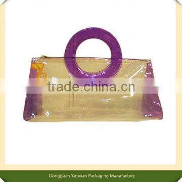 Purple clear PVC bag with handle for promotion item , gift , toy , stationery series