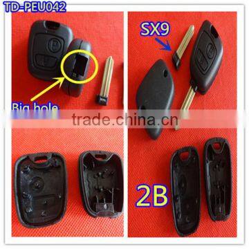 Tongda car key TD-PEU042 KEY.no logo , high qualty 2 button SX9 key for peugeot with big holes