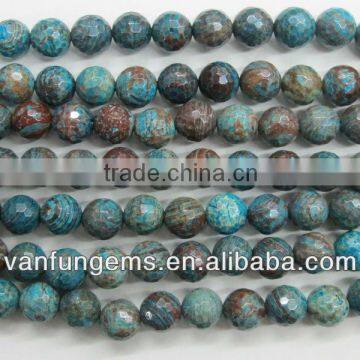 Loose gemstone blue jasper faceted round bead