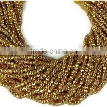 5 Strand Gold Pyrite Faceted Gemstone Rondelle Beads 3.5-4mm Bead 13.5" Long