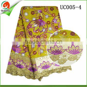 african wax printed fabric with cord lace flower pattern hollandis wax fabric