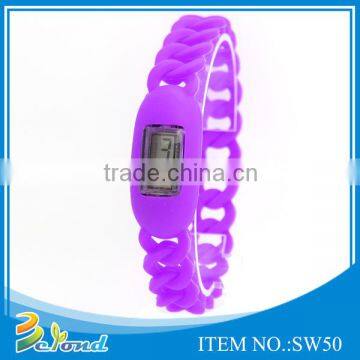 Hot custom cheap soft rectangle shape silicone digital watch for kids