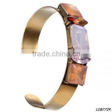 Matte gold shinny crystals narrow hand cuff bangle Lany factory wholesale