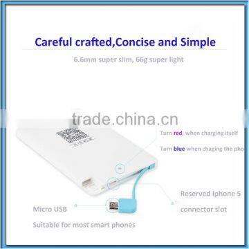 Hot Selling Credit Card Power Bank With Led Flashlight Custom Logo Factory Price for 2500mAh photo-2