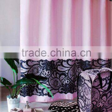 Romantic Lace polyester shower curtain with ceramic accessories bathroom Set