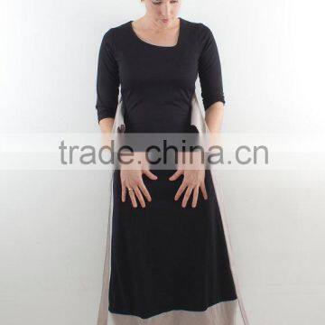 2016 Fashion Black Sleeves Dress Black Vegan Dress Modest Dress photo-3