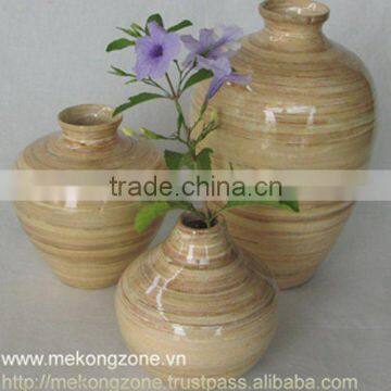 Coiled bamboo vase