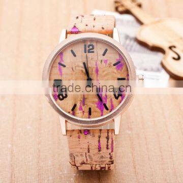 Fashion OEM Design Wooden Quartz Men Women Watches Casual Wood Style Leather Strap Watch Wood Male Wristwatch Hot 7 Colors