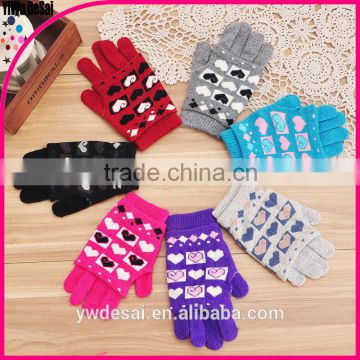 Lovely Women Double-Deck Wool Winter Knitted Gloves Warm Gloves Cheap Wholesale