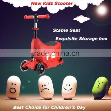 Popular Design 3 in 1 Kids Kick Scooter With Storage Box and Stable Seat photo-2
