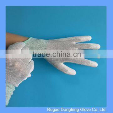 PU Palm Covered Cleanroom ESD Antistatic Nylon Gloves For Protection of Sensitive Electronics