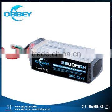 High performance 6s/22.2v 2200mAh rechargesble lithium polymer battery with RoHS/CE/UL