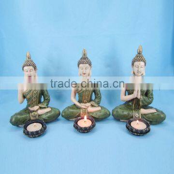 Polyresin buddha decoration tea light candle holder