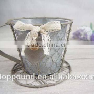 Cup and saucer Decorative metal flower pot