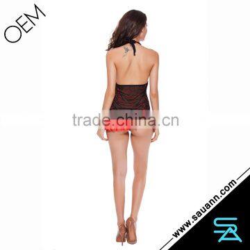 Fancy Halter Flocking Tulle Lingeries Women Underwear photo-3