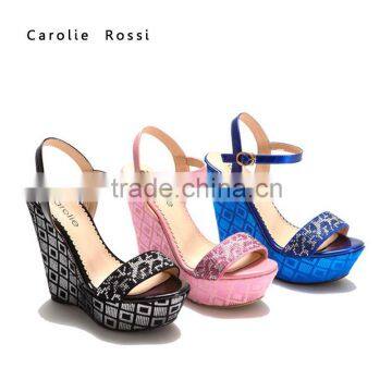 2016 new fashion fancy platform latest design wedge sandals for summer