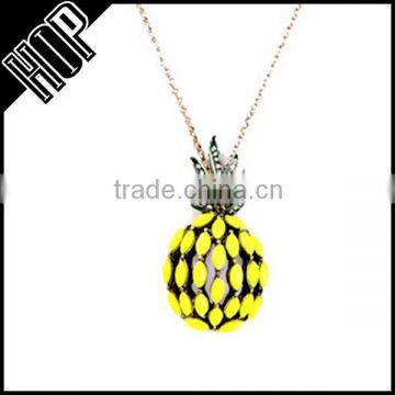 Best selling fashion metal vintage crystal enamel pineapple pendant